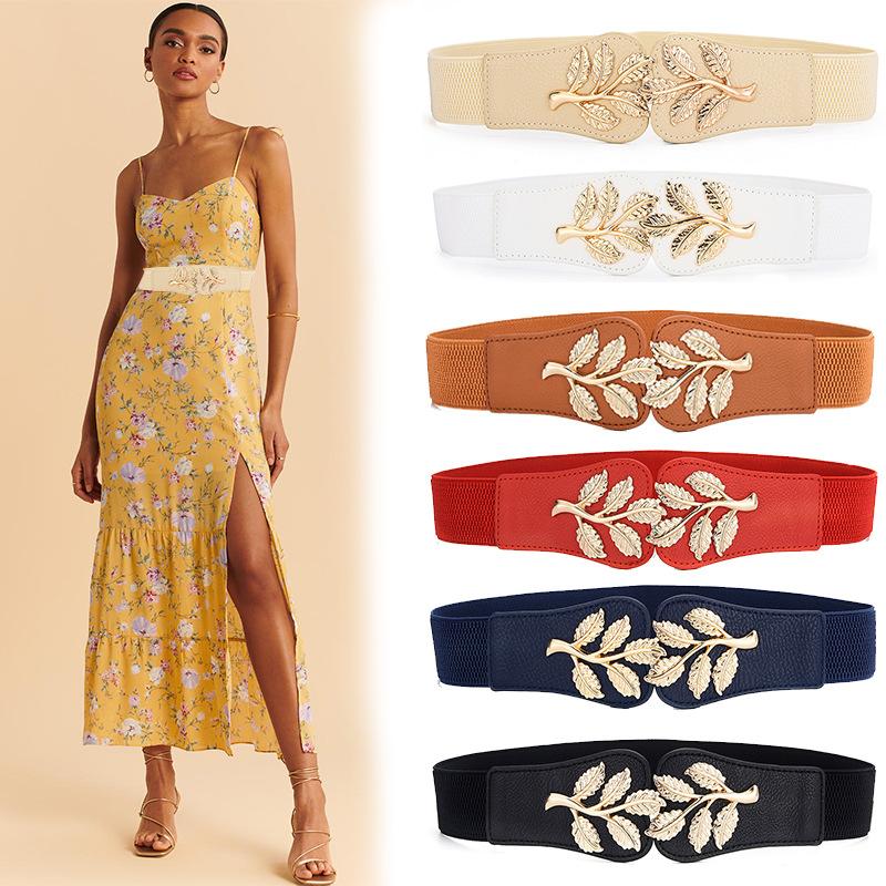

Belts Ladies Elastic Girdle Fashion Elegant Slim Slimming Dress Decorative Flower, White