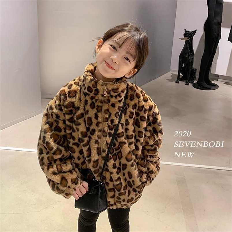 Leopard Print Coat Kids Winter School Girls Children Clothing Boys Jackets Girl Clothes Faux Fur Snowsuit Outerwear Parka L26922