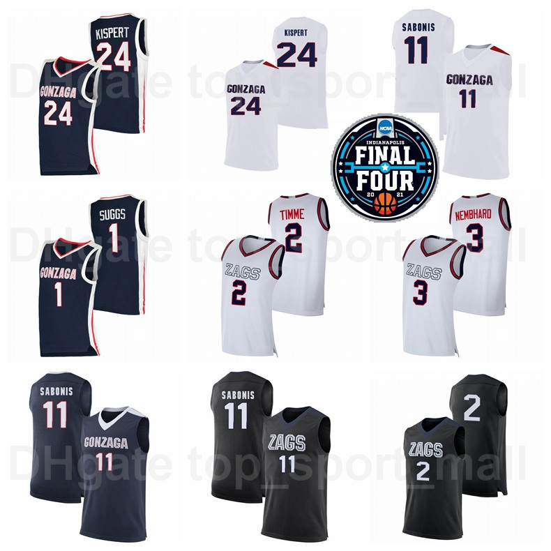 

NCAA Basketball Final Four Gonzaga Bulldogs 24 Corey Kispert Jersey College 2 Drew Timme 1 Jalen Suggs 11 Joel Ayayi 3 Andrew Nembhard, Navy blue