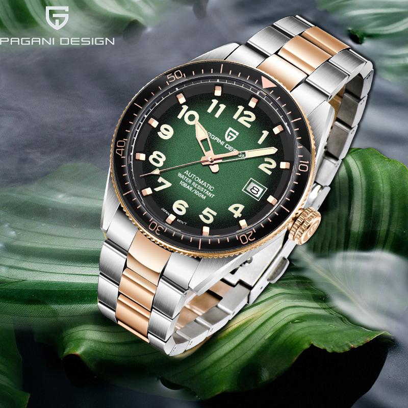 

Wristwatches PAGANI DESIGN 2021 Men's Mechanical Watches Business Luxury Watch Men Automatic Stainless Steel Relogio Masculino, Slivery;brown