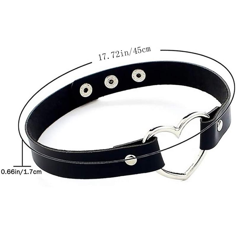

Pendant Necklaces Punk Leather Neck Chain Collar Heart Female Clavicle, Silver