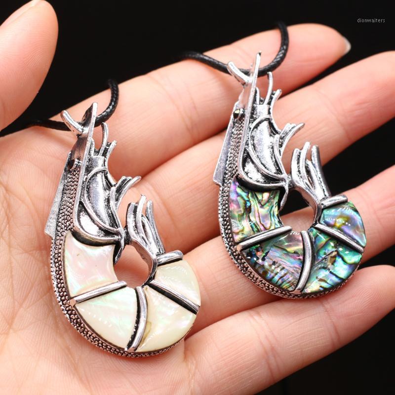 

Style Natural Shell Necklace Shrimp-Shaped Brooch Pendant Leather Cord 2MM Charms For Elegant Women Love Romantic Gift Chains
