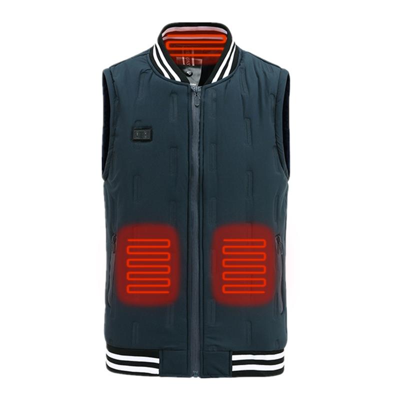 

Men's Vests Winter Mens Heated Vest Jacket Washable Hooded Coat Intelligent Electric Heating Warm Clothes Outdoor Camping Thermal, Bk