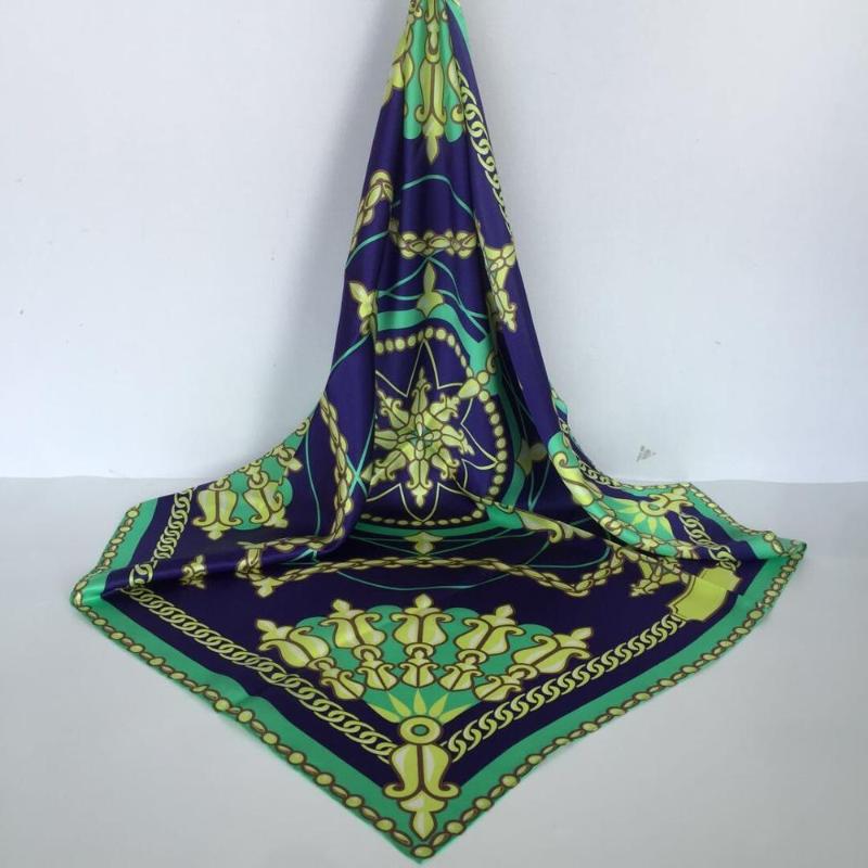 

Scarves 2021 Style Silk Scarf Women Satin Hijab Foulard Square Head Wraps Fashion Shawl