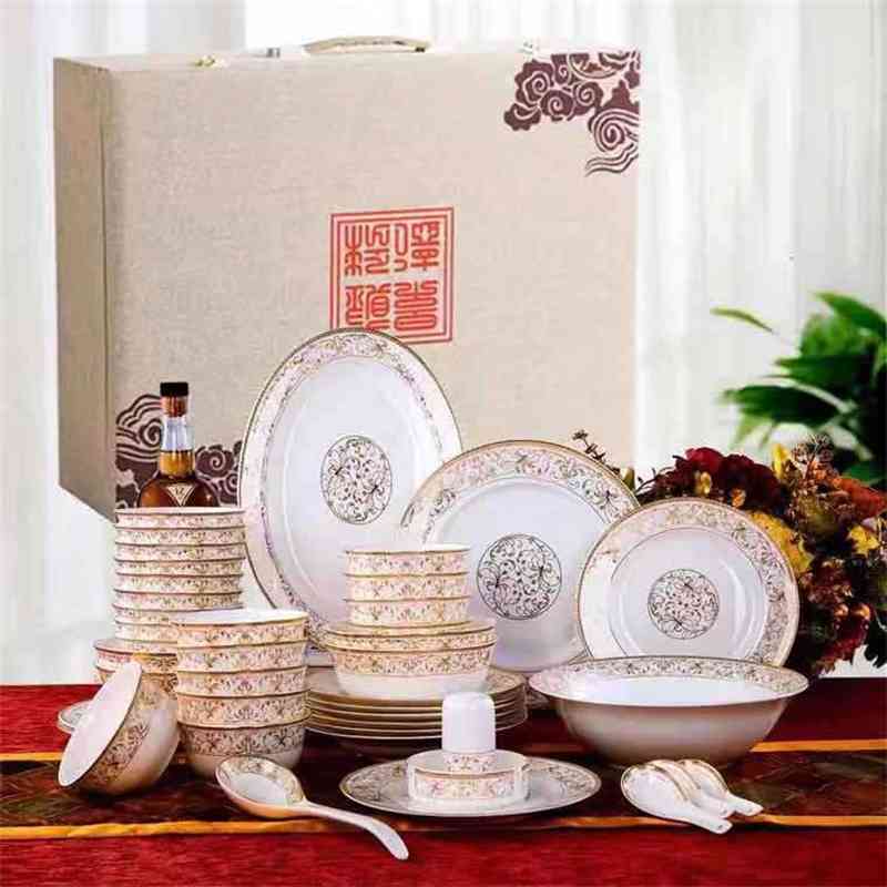 

Pure white household lead-free Bone China western food tableware pasta steak plate ceramics