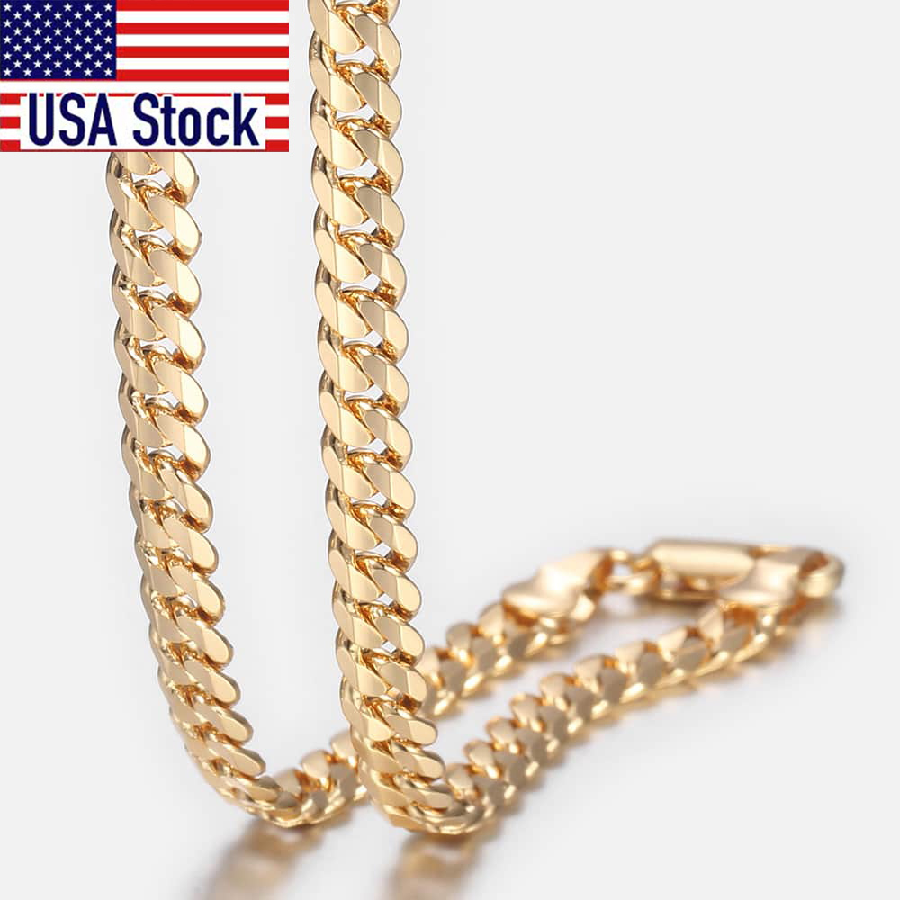 

Trendsmax Men's Cuban Link Chain Necklace Gold Filled Chain Necklace Gift For Men Hiphop Wholesale Jewelry 4.5mm 50cm 60cm GN438