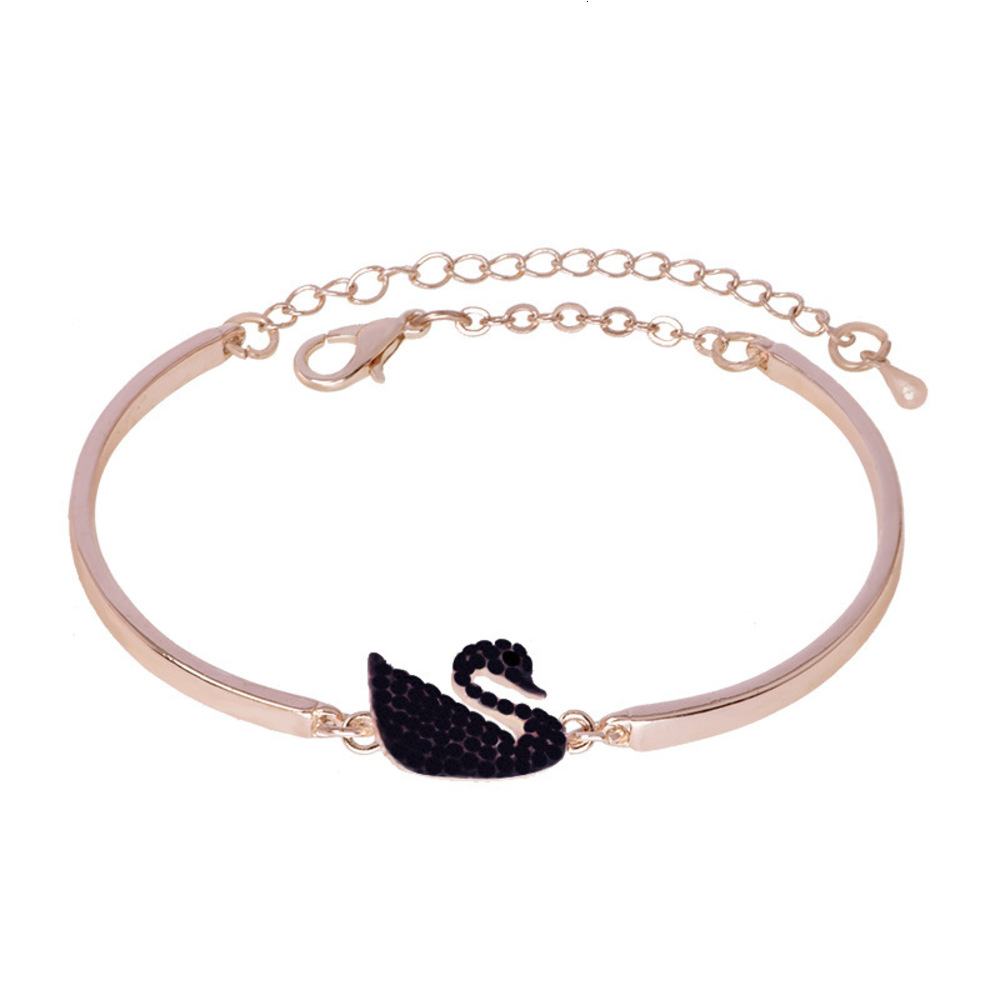

Hand catenary Swan rose gold bracelet for women, Golden;silver