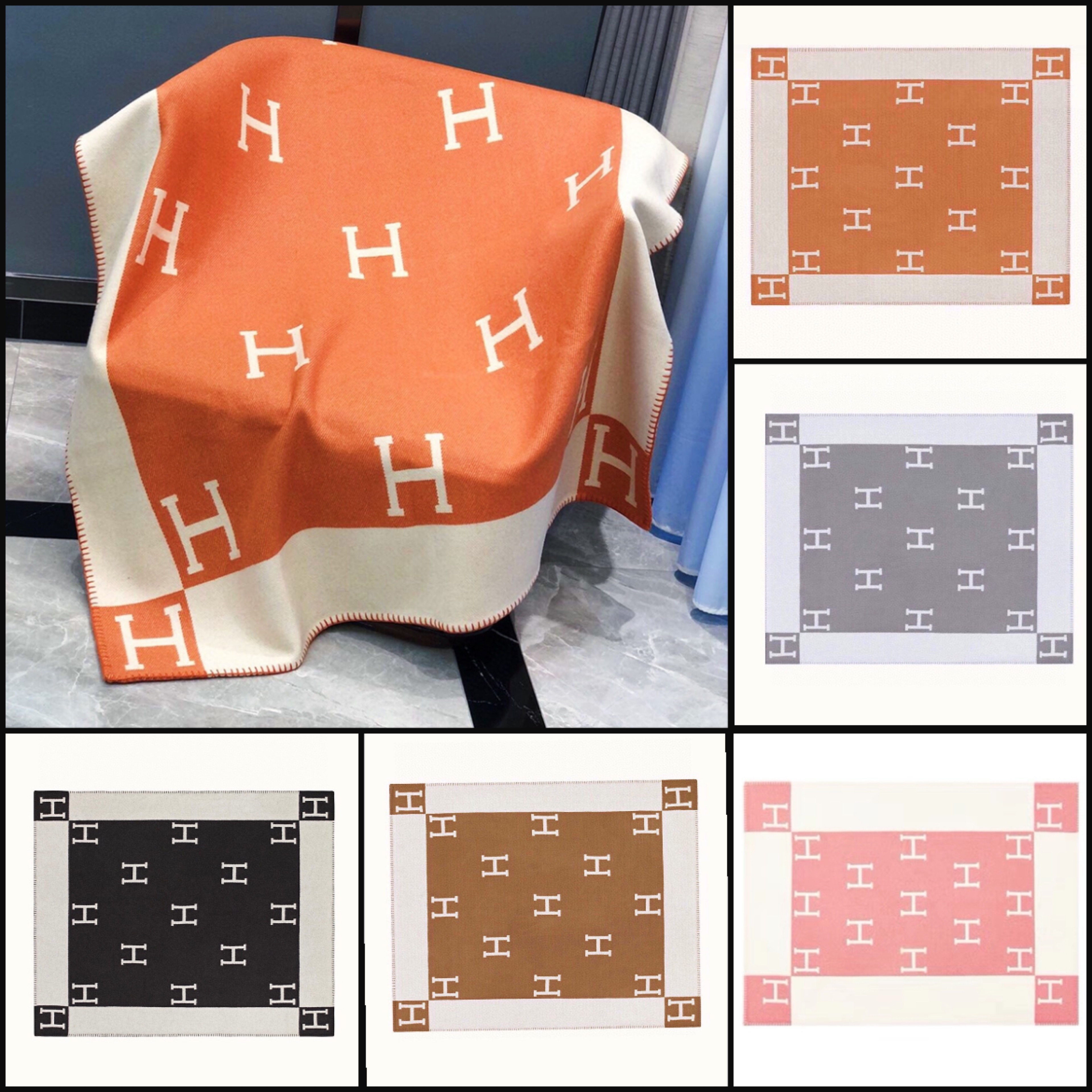 Dupe Her-mes Avalon Lightweight Warm Blanket Home Textile for Air-conditioned Rooms Winter Blankets 135*165cm 5Colors 71112A-image-739068215