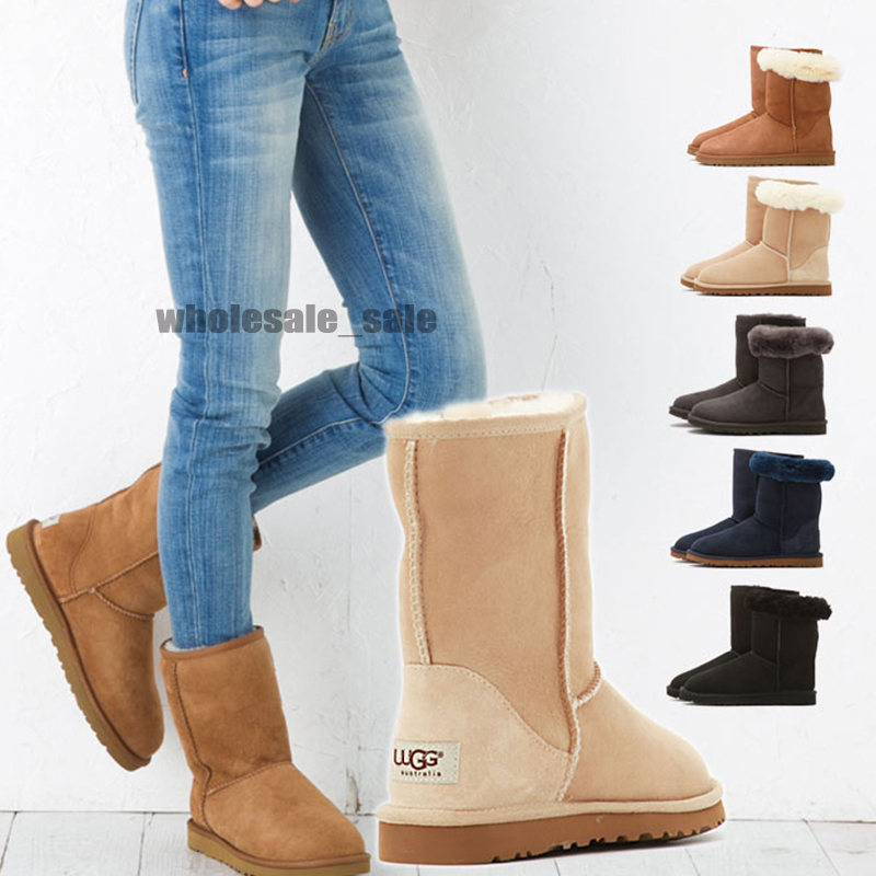 

2021 New Winter Snow Boot Women Boots For Girls Khaki Navy Blue Brown Pink Short Mini Classic Knee Tall Bailey Bow Ankle Bowtie Black Grey Chestnut Size 5-10, Customize