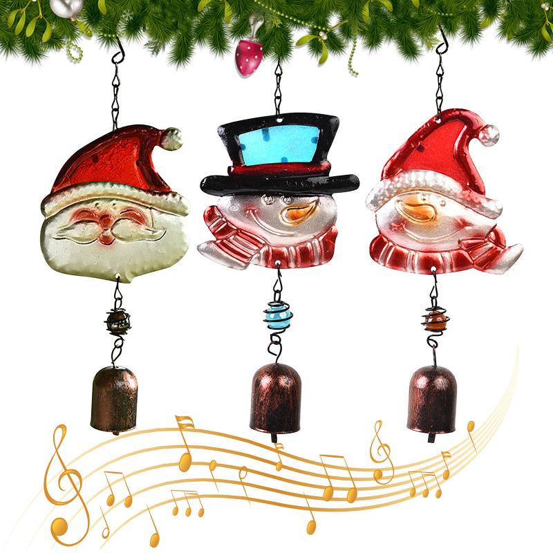 

Christmas Decorations Bell Ornaments Tree Hanging Decoration Iron Cartoon Santa Snowman Wind Chimes Home Navidad Gift