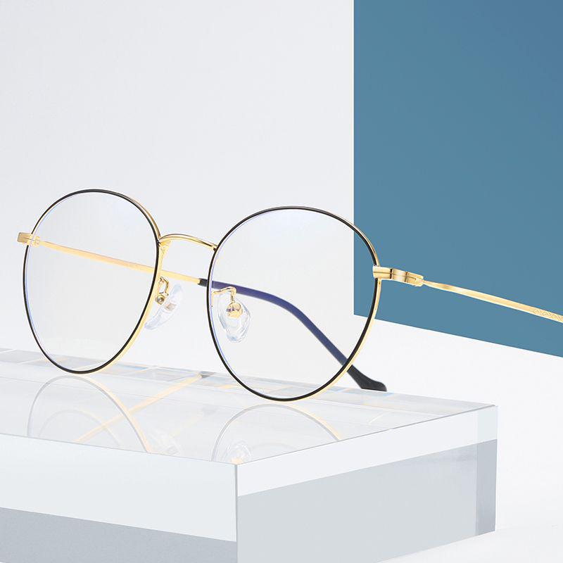

Sunglasses Glawes Round Frame Anti-blue Glasses Unisex Computer Mirror Metal Fashion Goggles Trend Plain Gaming Spectacles