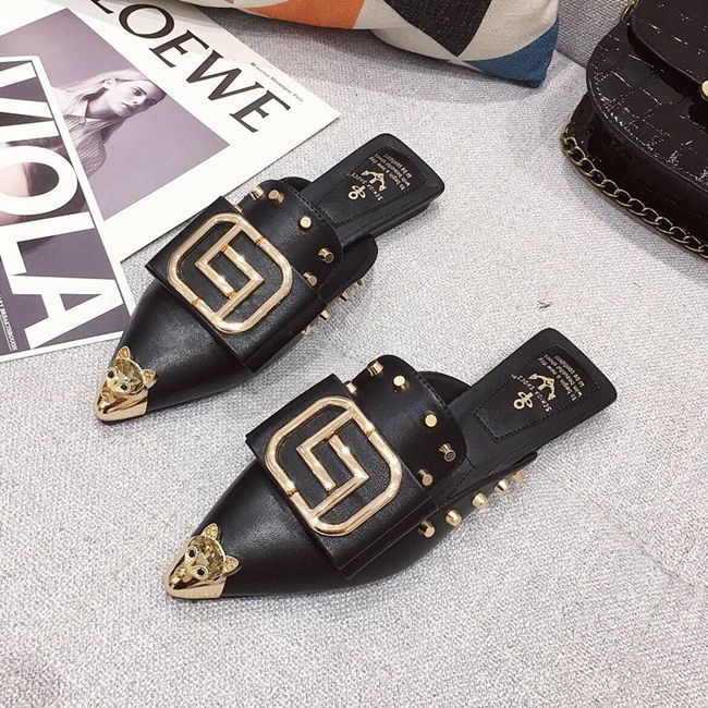 

Sandals Slippers for women will see toe crutches pointed foot slides slide-on luxury shoes without backrest moccasins fashion low-heel party girls 3WAE, 1# shoe box