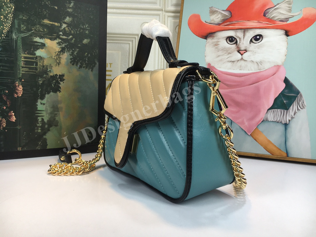 

2021 Designers luxurys Bags Classical CrossBody Handbags Women Shoulder handbag clutch tote Lady marmont purse Chains Shopping bag, Blue+apricot