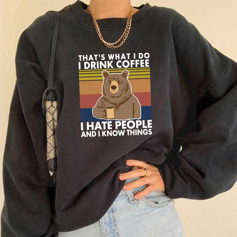 Sweats à capuche pour femmes Sweatshirts C'est ce que je fais Bea Imprimer Femmes drôles Sweat-shirt Pulls Drop épaule Automne Hiver Dames Haraju