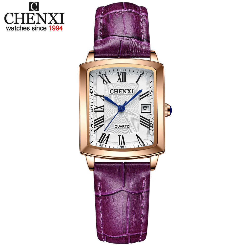 

CHENXI Fashion Women Watches Top Brand Luxury Waterproof Ladies Quartz Watch Leather Strap Wristwatch Female Clock Montre Femme 210720, Black silver