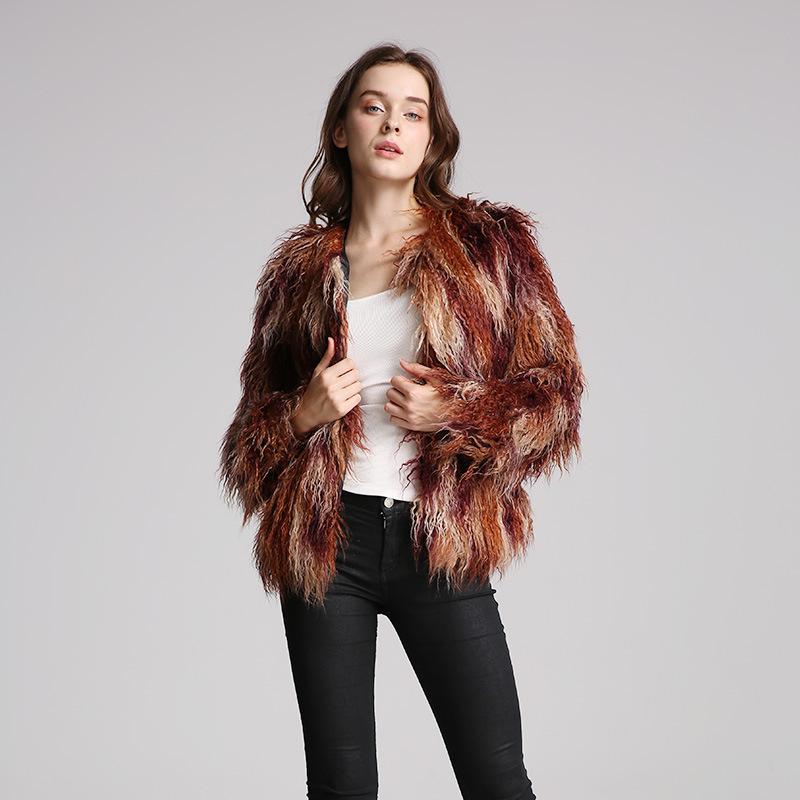 

Women's Fur & Faux Large Imitation Coat Color Beach Wool Short, Black