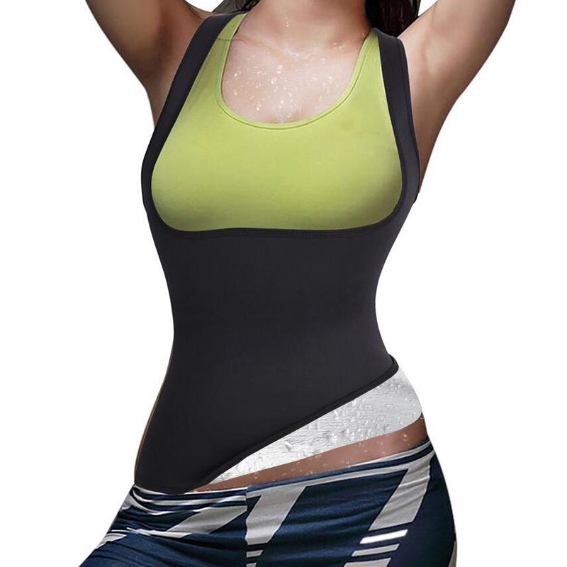 

Women' Shapers Women Body Sauna Sweat Vest Workout Tank Top Slimming Shirt Tummy Fat Burner Sweatshirt Shapewear For Waist Trainer Tops, Black