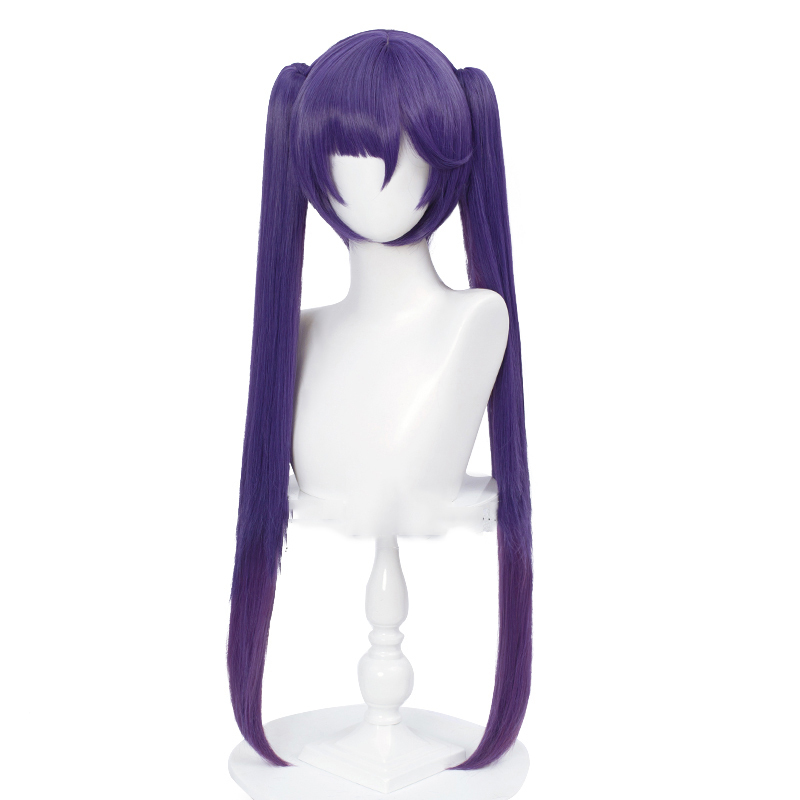 

Game Genshin Impact Mona Megistus Cosplay Wig Mona 80cm Purple Double Ponytail Hair Women Wigs, Only wig