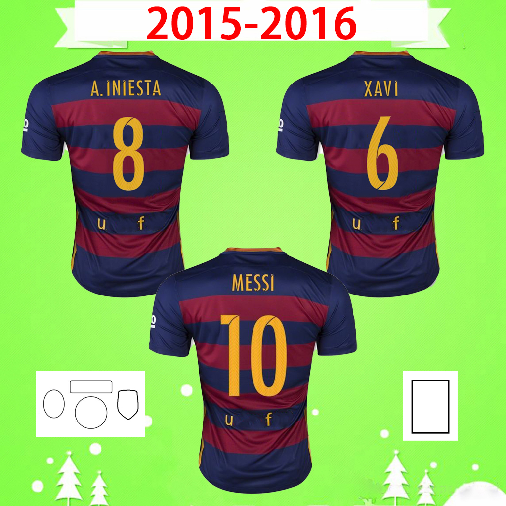 

2015 2016 Retro soccer jerseys HOME classic vintage football shirt with patches #10 MESSI Camiseta de futbol 15 16 #9 SUAREZ RAKITIC #6 XAVI TELLO PEDRO S-2XL, 15/16 league patch