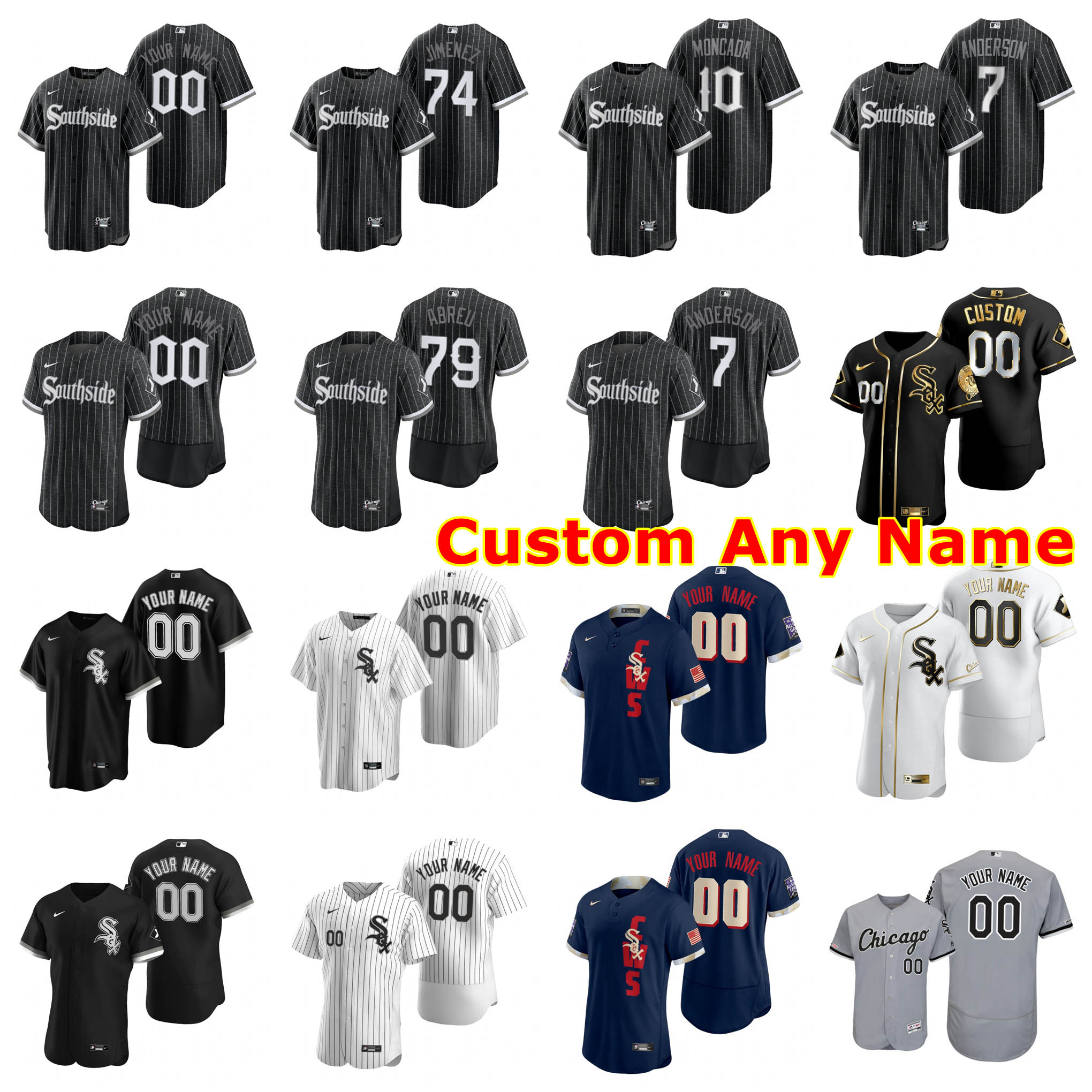 

2021 City Connect Chicago White Sox Baseball Jerseys Men Nike MLB Eloy Jimenez Jersey Anderson Yoan Moncada Luis Robert Jose Abreu Lance Lyn, Blue;black