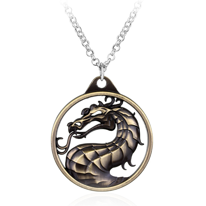 

personalized dragon element graphic design metal necklace with pendant fashion gift anniversary party, Silver