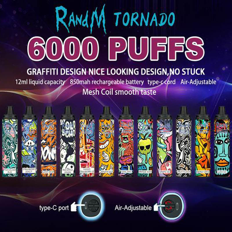 

6000 Puffs Disposable Vape Pen Fumot RandM Torando Electronic Cigarette Authentic 12ML Vapor Pod Puff Vaporizer For R And M Wholesales