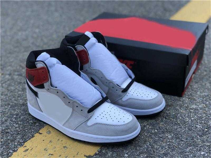 

2021 Hottest 1 High OG White/Black Light Smoke Grey-Varsity Red Men Athletic Shoes Sports Sneakers With Original Box