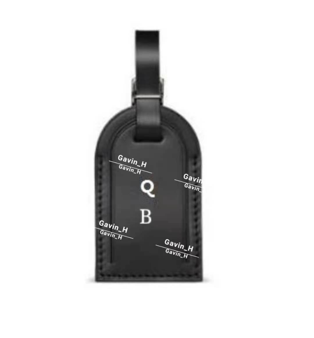 

2021 High Quality Luggage Tags Travel hotstamp Accessories Suitcase Personalized Custom Initial Business Bag label Tanned Leather Tag, Black