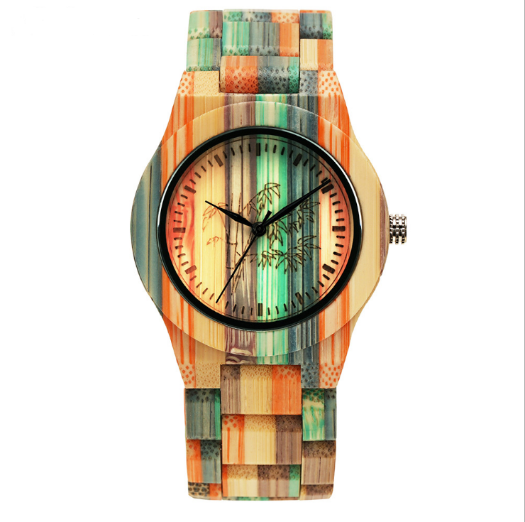 

SHIFENMEI Watch Colorful Bamboo Atmosphere Watches Natural Ecology Carbonization Simple Quartz Wristwatches