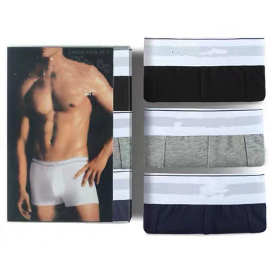 

Men's Underpants genuine gift box spring and summer pure cotton four-corner breathable comfort large size boxer shorts tide, Blue