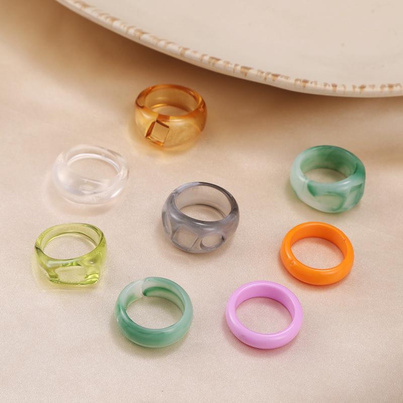 

Cluster Rings Colorful Irregular Acrylic Set For Women Marble Pattern Statment Cute Ring Girls Design Fashiong Jewelry YY001, Golden;silver