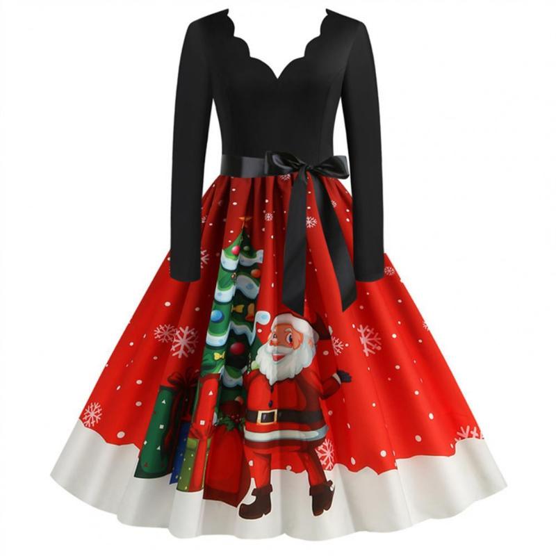 Womens Christmas Printed Dresses Canada 
