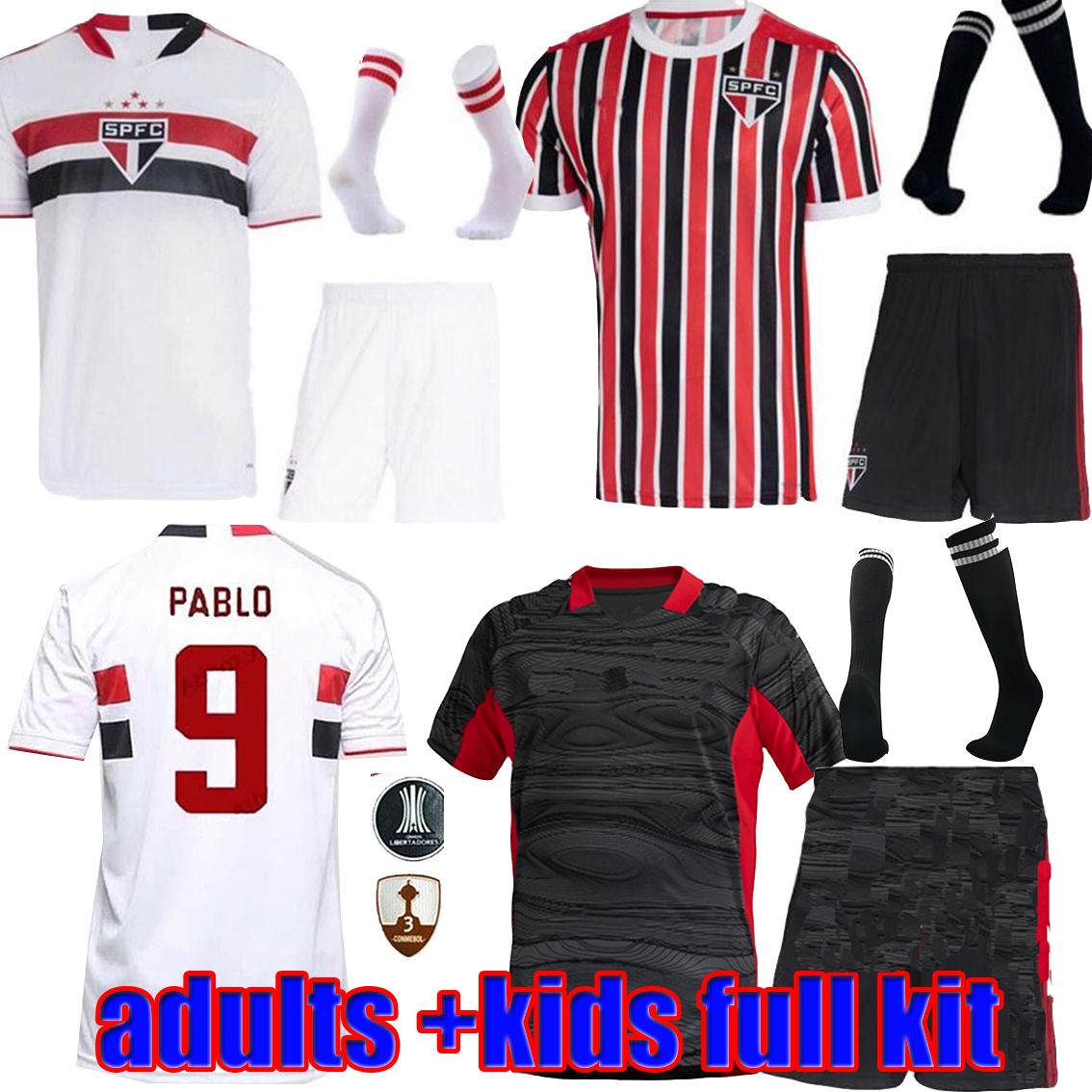 

21 22 Sao Paulo soccer jersey BRENNER PATO PABLO DANI ALVES full kit 2021 2022 Camisa de futebol goalkeeper Men Kids kits football shirt, Black
