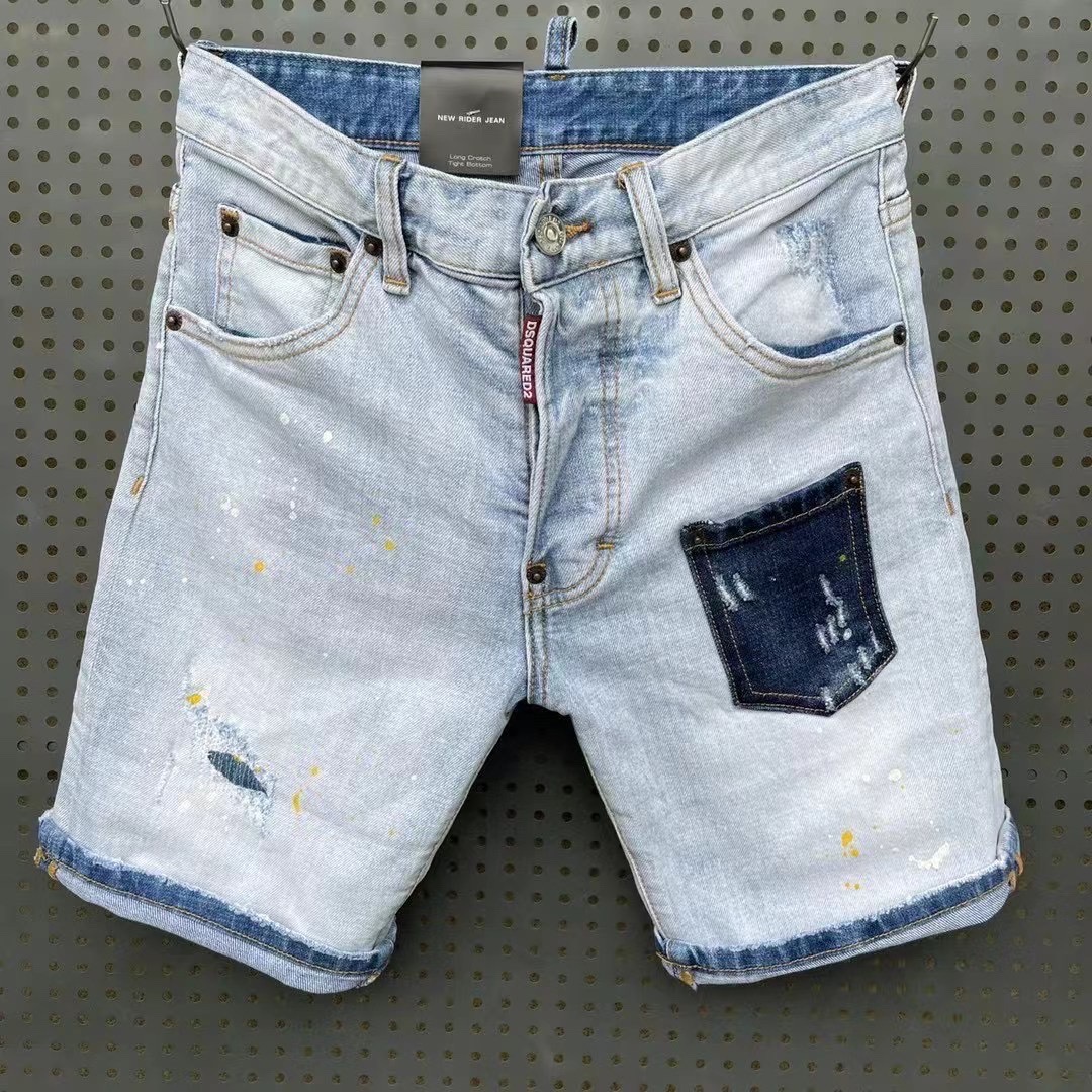 Luxury clothing designer pants slp blue/black destroyed mens slim denim straight biker skinny jeans men ripped jeans-image-557803654
