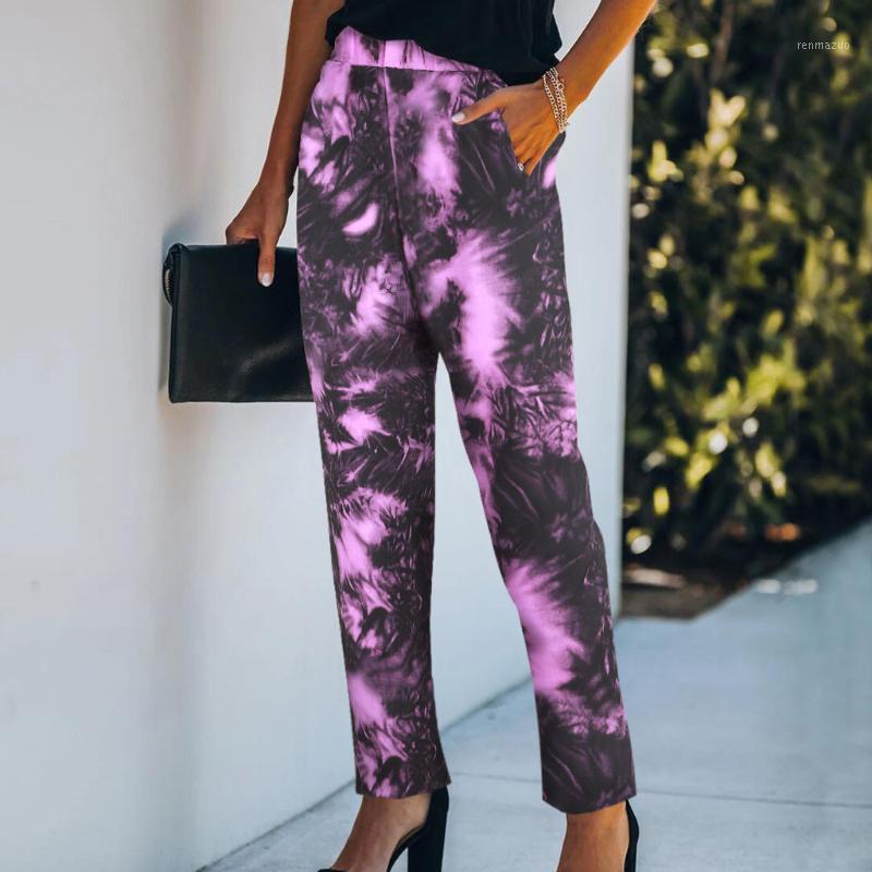 

Women's Pants & Capris Women Trouser Tie-dye Print Sport Activewear Jogger Track Pocket Straight Casual Trousers 2021 Pantalon Femme, Black;white