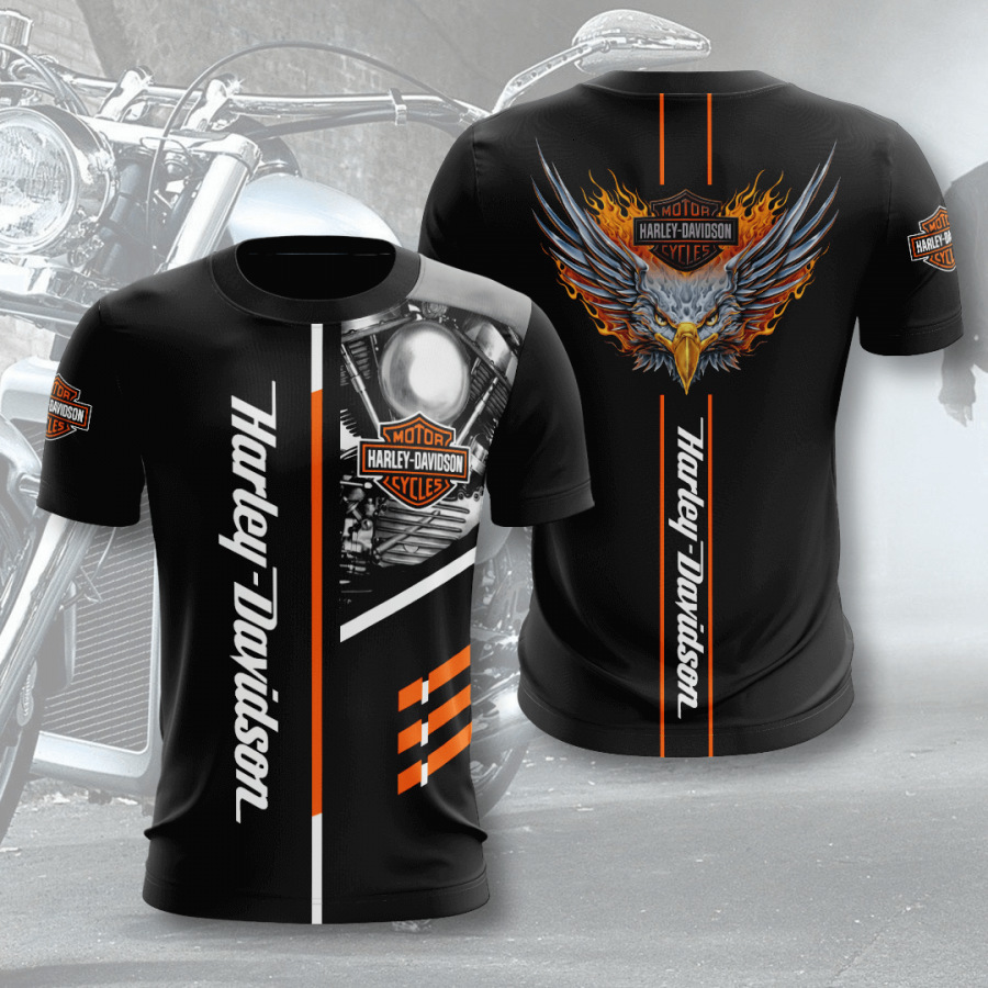 

Men's Harley Motorcycle 3d Digital Printing Loose Round Neck Short Sleeve T-shirt, Harley t2