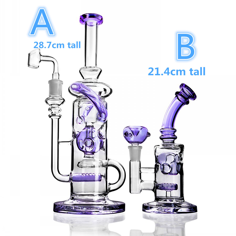 

Purple Hookahs Glass Bong Heady Dab Rigs Thick Glasses Water Bongs Smoking Glass Pipes Percolator Function With 14mm