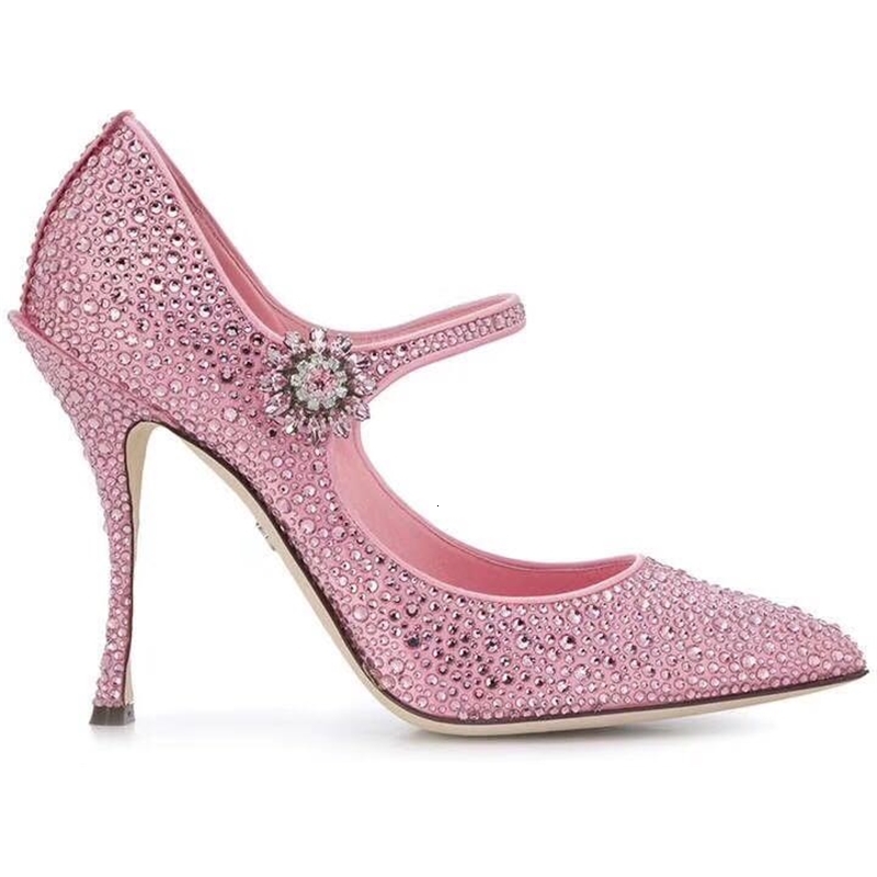 

Dress Shoes Pink Crystal Stiletto High Heel Bridal Plus Size Wedding Pumps W4IP