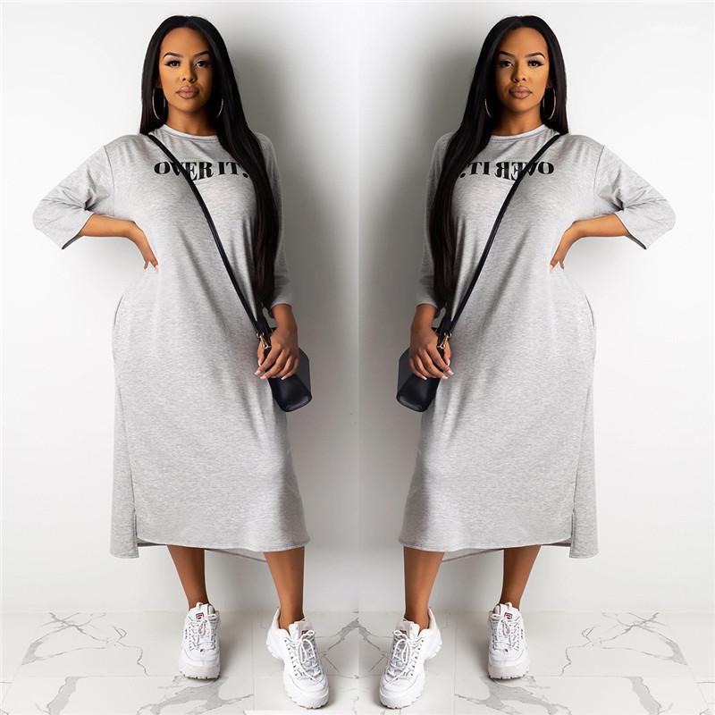 

Casual Dresses Fashion Side Split Irregular Panelled Womens Designer Dresses Casual Womens Clothing Letter Print Womens, Black;gray
