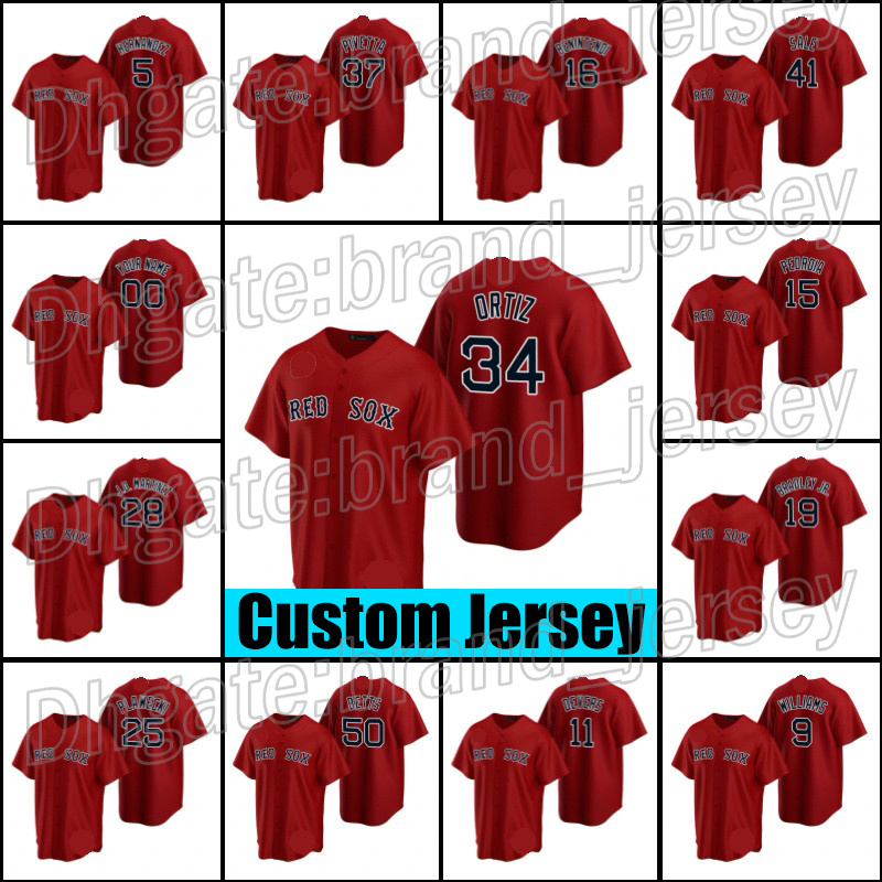 

28 J.D. Martinez Jersey Boston Red Sox 34 David Ortiz 11 Rafael Devers 10 Hunter Renfroe Jerseys Bobby Dalbec Christian Arroyo Alex Verdugo, Man jersey (hw)