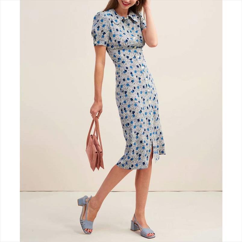 

elegant floral print shirt women camis office dress retro summer dresses spring vintage bodycon vestidos, White