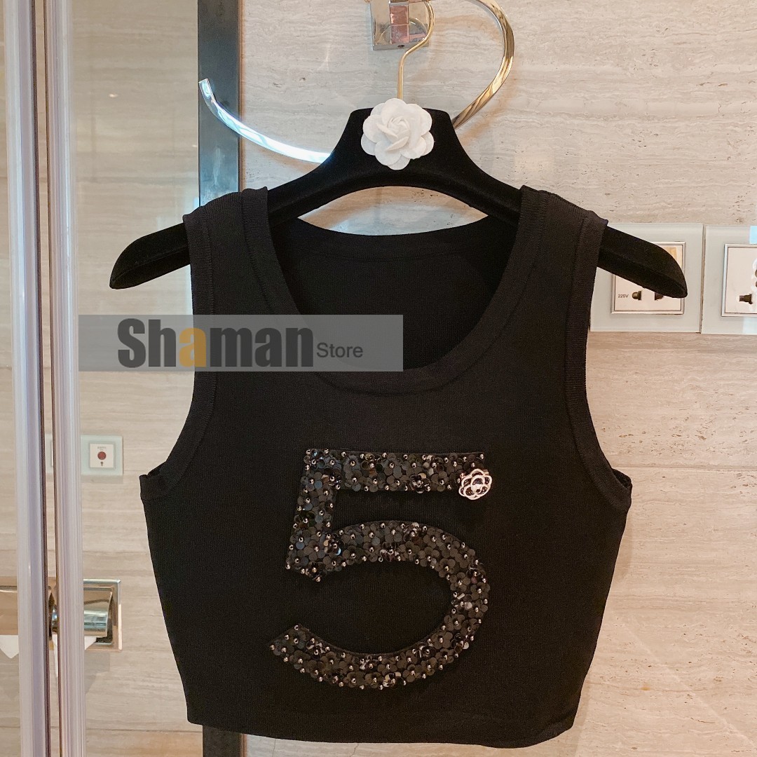 

luxury designer womens 2021 summer high end Camellia shaped letter with Pearls knitted tank top women sexy crop tops, White