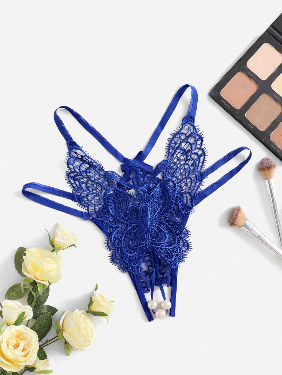 

Plus Butterfly-shaped Lace Crotchless Panty t3zd#, Royal blue