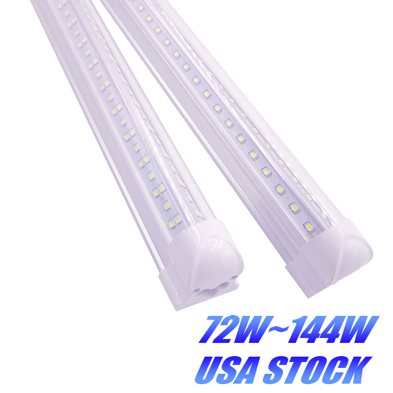 

25PCS 4Ft 5Ft 6Ft 8Ft LED Tube Lights V Shape Integrated T8 Tubes 4 5 6 8 ft Cooler Door Freezer Lighting 36W 72W 100W 144W AC85-277V Shop Light USA STOCK