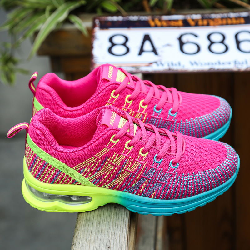 

Wholesale Women Sports Running Shoes Fly Knit Cushion Pink Purple Volt Yellow Trainers Sneakers Code: WY29-861 Size EUR 35-42 Made In China