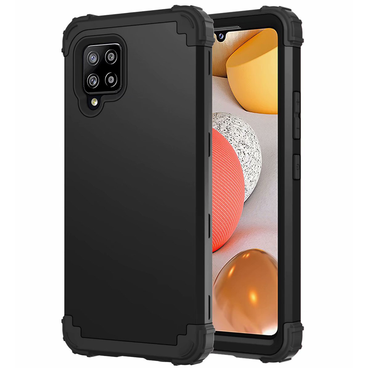 

tough Armor Cases full body protective Impact Hard PC+Soft Silicone Hybrid Duty Rubber cover for Samsung Galaxy A12 A32 5G A42 A52 A72 A51 A71 A01, Black black