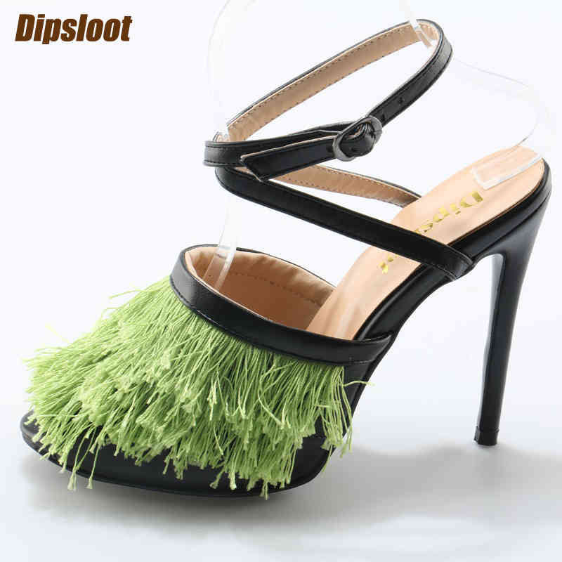 

sandals beautiful green borla cover peep toe women black leather stripes from ladies'shoes in fashion dress leap high slingback 9ser