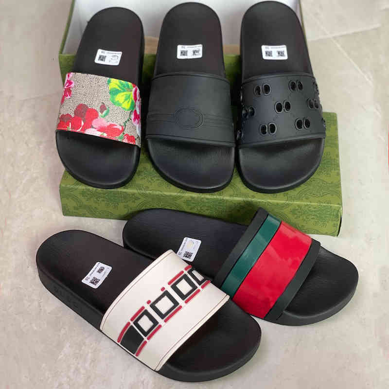 

Sandals Flip Mens Flops Striped Slides High Quality Printed Flower Non-Slip Slippers Women Hollow Beach Sandal With Box 311 BC3O, Color 12