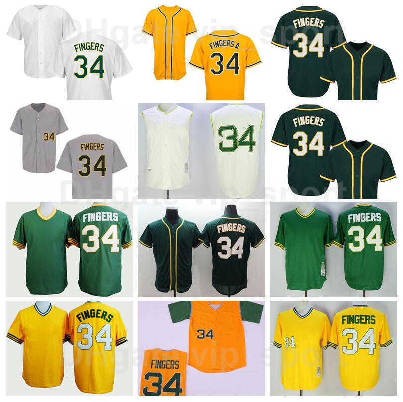 

Vintage Baseball 34 Rollie Fingers Retro Jersey Men Pullover Flexbase Cool Base Stitched Cooperstown Retire Green White Grey Yellow High, Beige