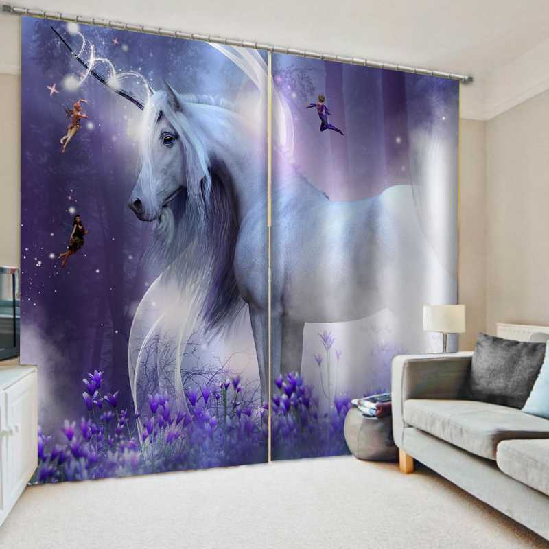 

Custom Purple Curtain Horse Curtains Blackout For Living Room Bedding Drapes Cotinas Para Sala &, As pic